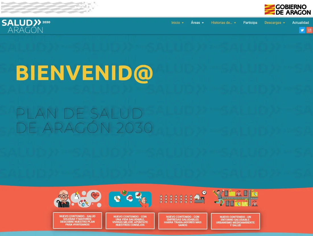 Portada de la web del Plan de Salud del Gobierno de Aragón