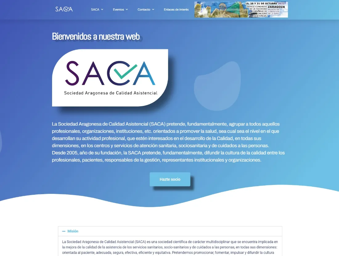 Portada de la web de la Sociedad Aragonesa de Calidad Asistencial